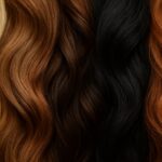 A close-up view of various hair strands in different colors and textures, arranged side by side.